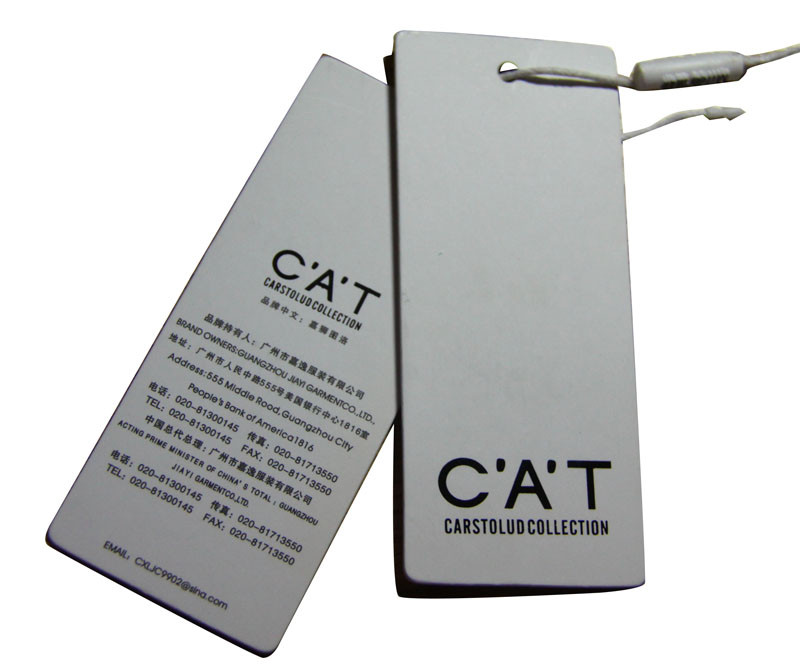 Garment Custom Hang Tags 11.5cm x 4.5cm Ivory Matt Coat , 600gsm