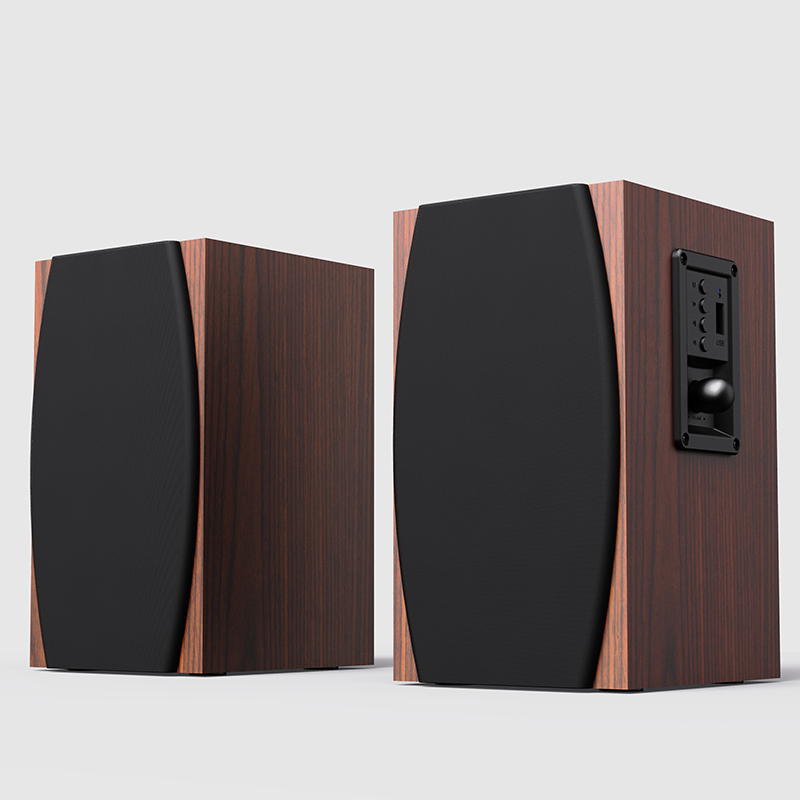 DC Power Source Wood Cabinet Bookshelf Speakers 2.0 HiFi Sound for Home Theater System
