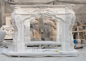 Quality Marble Fireplace Mantel Freestanding Stone Relief Fireplaces Indoor Decorative European Style wholesale