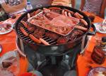 Rental BBQ Donut Boat 9 Seats BBQ Table With Art Panel 4pcs Bbq Grill