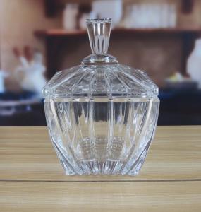 Quality Square Optic Stripes Glass Storage Jars For Candy wholesale