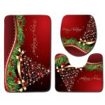 Snowman Christmas Bath Mat Set Anti Skid Restroom Mat Set