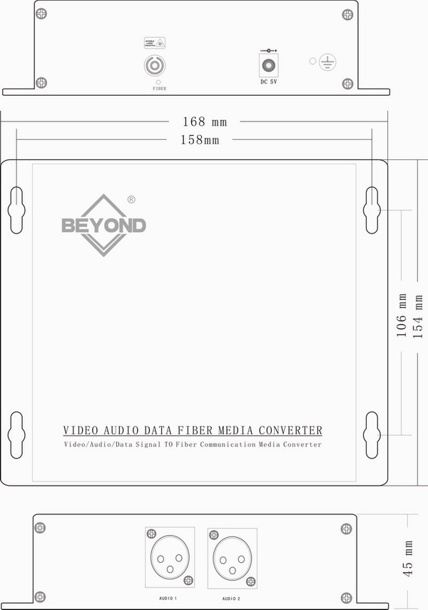Balance Audio(XLR)To Fiber Optic Dimensions