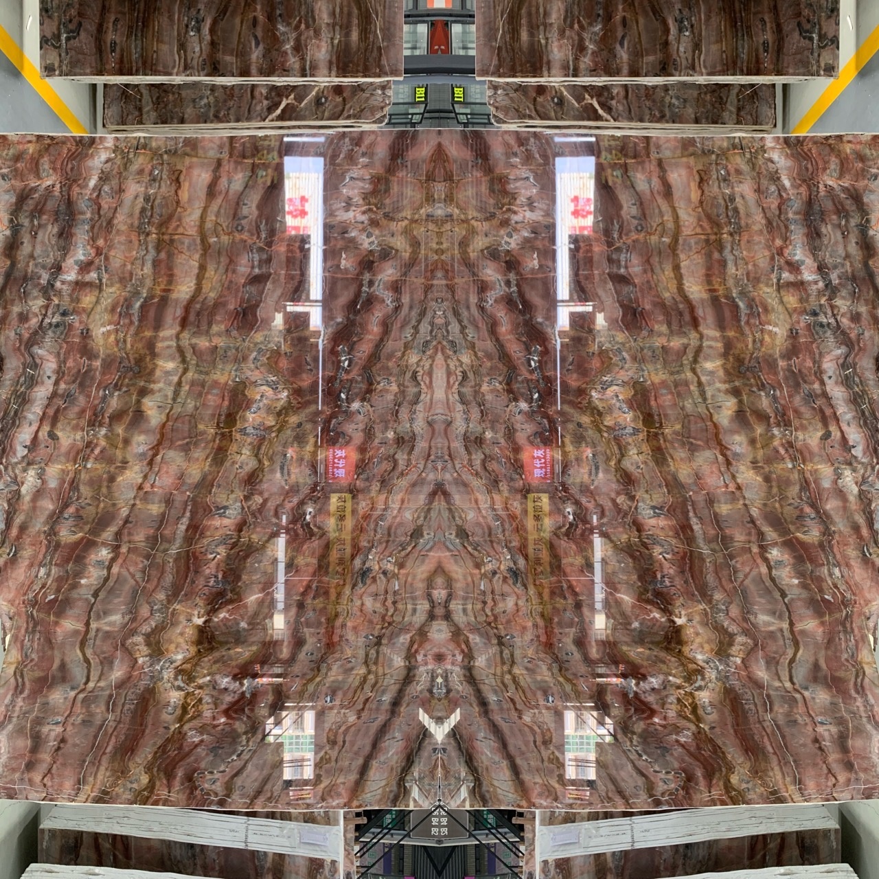 Table Countertop Red Spider Marble Book Match Translucent Blood-Orange Onyx for Villa