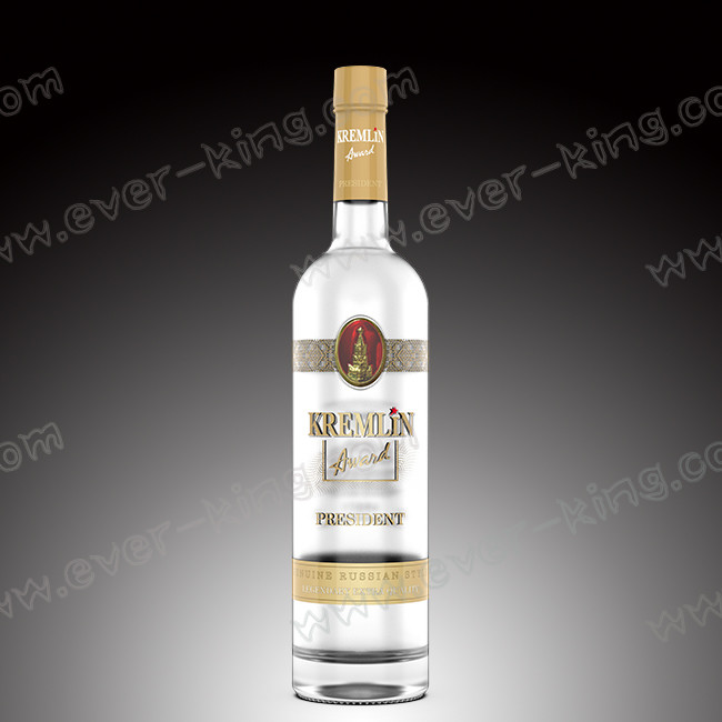 Round Crystal White 750ML Flint Vodka Glass Bottle