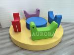 Electric Merry Go Round Kids Soft Play Manual Turntable Carousel Toy Yellow Red