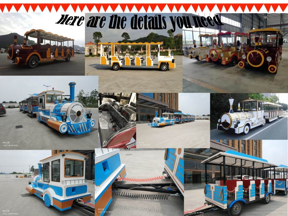 Outdoor Electric Trains Sightseeing Tourist Road Train 4m×1.65m×2.5m Train Head Size