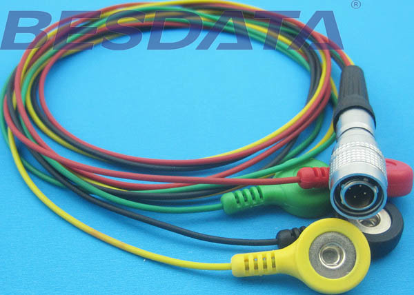 TPU Material ECG Cables And Leadwires 4 Leads Colorized Cable Snap IEC