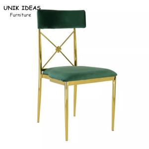 Quality Green Cushion Luxury Wedding Chairs Gold Stainless Steel Frame For Event wholesale