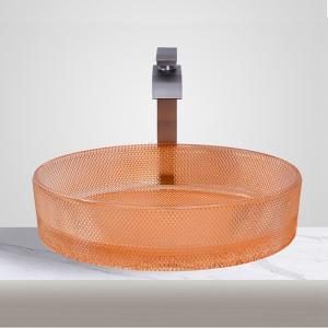 Quality Oval Shaped Glass Vessel Basins Modern Orange Color Bathroom Vessel Sinks wholesale