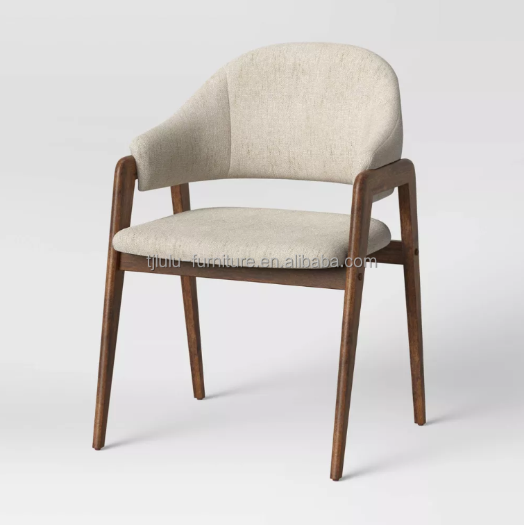 Home Furniture Top Quantity Modern Fabric Wood Armrest Chair for Hotel and Dining in Restaurant