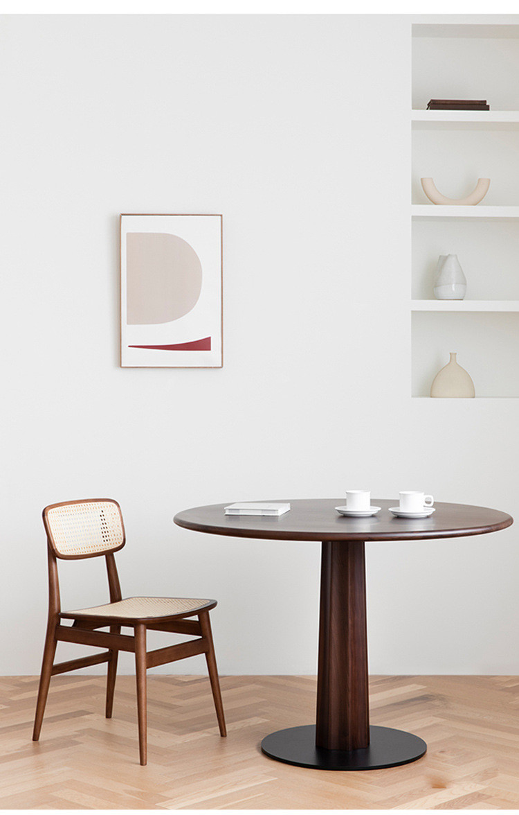Nordic simple solid wood dining table and chair combination home living room multifunctional small apartment round dinin