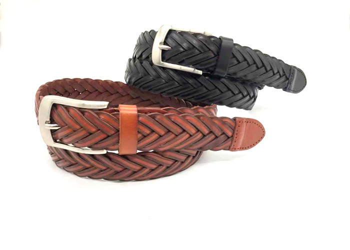 Genuine Leather Woven Braided Belt For Men Casual Jeans