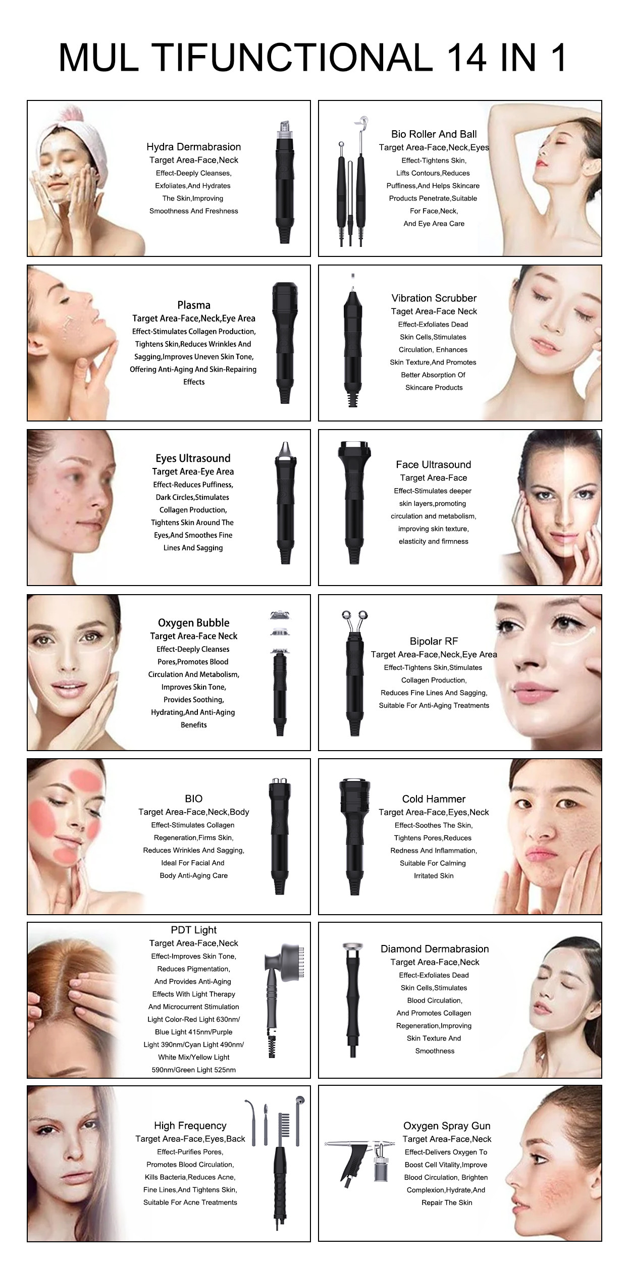 14in1 Microdermabrasion Aqua Peeling Hydra Water Face Cleansing Machine