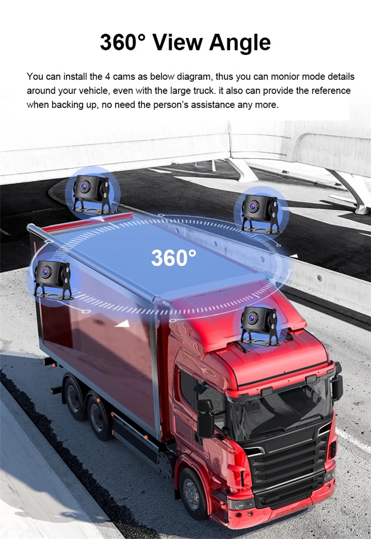10inch Truck Dashboard Mounted Dash Cam 128G Automotive DVR Camera System 9V-36V
