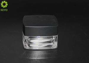Quality Clear Glass Cosmetic Cream Storage Jars Square Shape With Black Plastic Cap wholesale