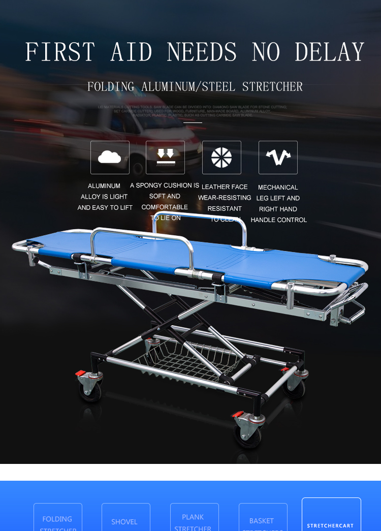 Medical Care Evacuation Stretcher Blue With Sturdy Construction