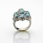 Fashion Jewelry Larger 925 Silver Ring with Created Blue Cubic Zircon Ring(FR009