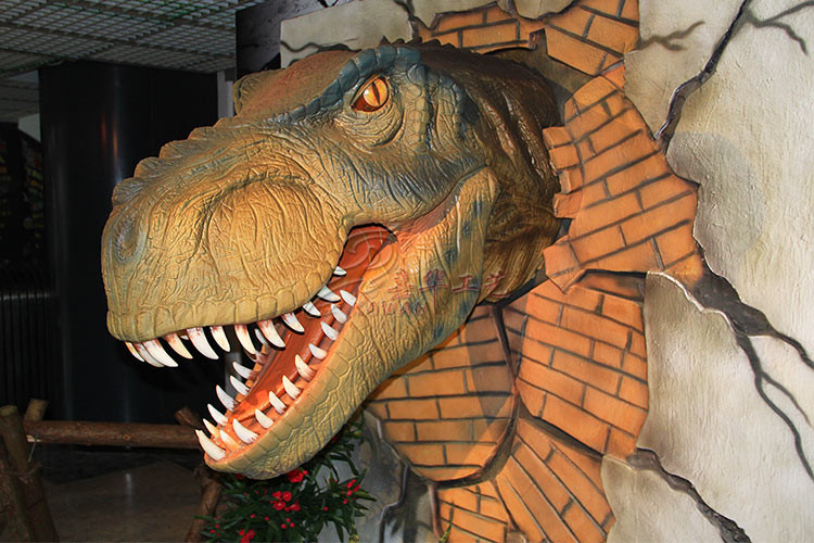 High Density Sponge Playground Dinosaur Head For Factory Door Show
