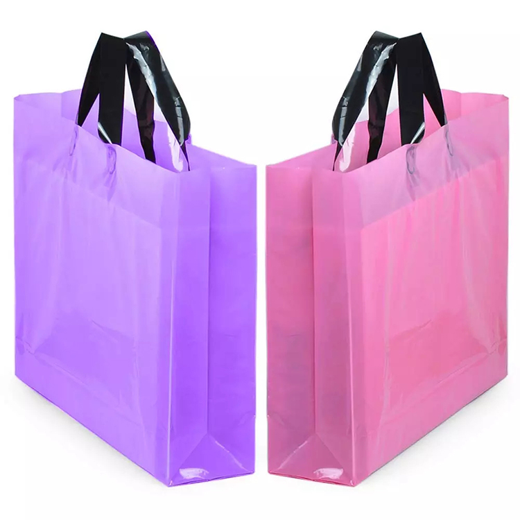 Large Merchandise Pink and Purple Thick Plastic PVC Gift Bags Retail Clothing Shopping Bags