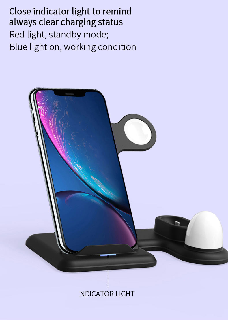 Desktop 4 In 1 15W Multi Function Wireless Charger Night Light Station