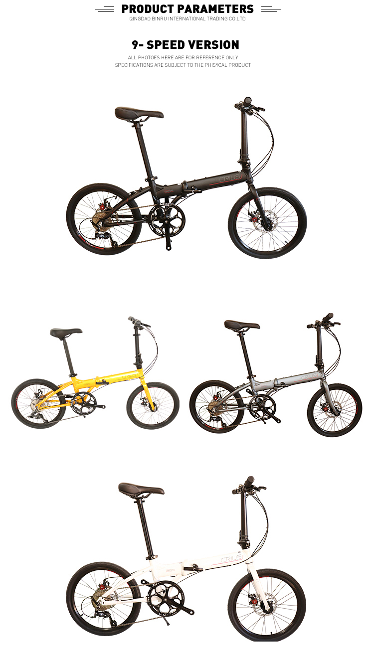 9 Speed Gears Crius 20 inch Master D Folding Road Bike with V Brake and Men Racing