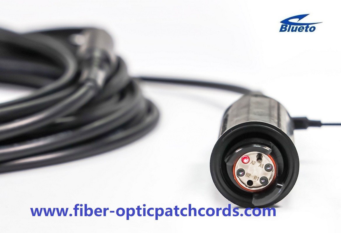 IP68 Expanded Beam Connector To SC 4core Hybrid Cable Single Mode Harsh Environment Expanded Beam Filed Deployment