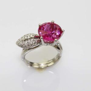 Quality Women Jewelry 925 Silver with Pink Cubic Zirocnia Ring(JY038） wholesale