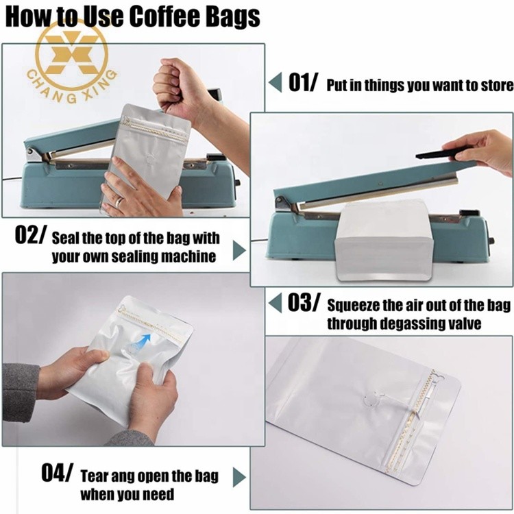 Odor Barrier Heat Sealable Coffee Bean Packaging Bags For Food Packaging