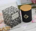 Black Painting Glass Jar Home Scented Candles With Metal Gold Lid