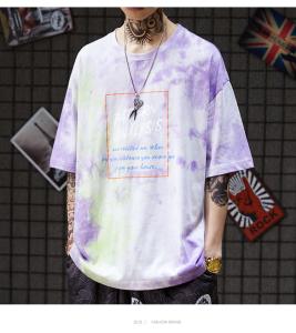 Quality Eco Friendly Men Streetwear T Shirts Organic Cotton Jersey Dip Dye Tone Crew Neck wholesale