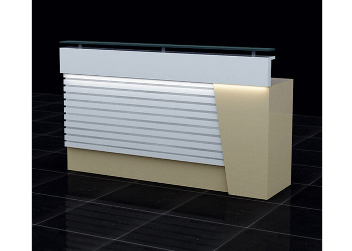 Wood And Clear Glass Retail Checkout Counter LED Installed Interior 1500 * 500 * 1150mm