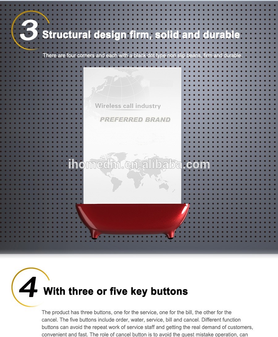 Acrylic board menu holder wireless waiter call button