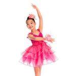Flower Kids Dance Clothes Straps Sequines Bodice Tiers Organza Dress With