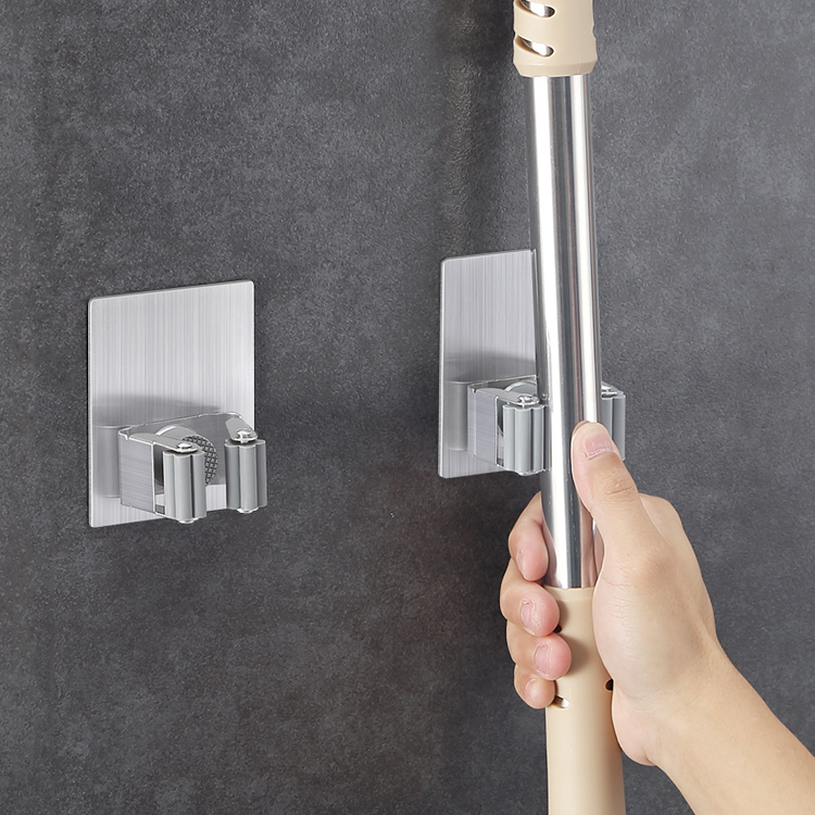 304 stainless steel Wall Mounted Organizer Reusable Tool Gripper Mop Broom Holder hook