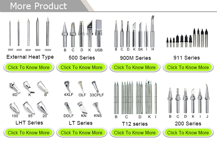 Green T18 Series Soldering Tips 40000-80000 Solder Point for Hakko Soldering Station