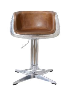 Quality Vintage Tan Brown Leather Counter Height Stools , Kitchen Counter Swivel Stools With Backs wholesale