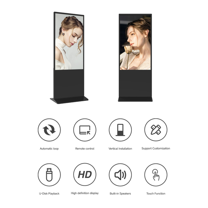 32 43 50 55 65'' Floor Standing Touch Screen Kiosk Android LED Advertising Machine