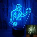 Hot sale muscle man 3D LED night light for kids boys Dumbbell fitness control