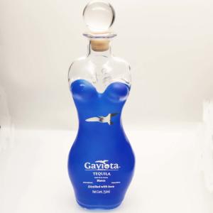 Quality Partial Blue Coating Tequila Glass Bottle Solid Glass Stopper 750ml Tequila Bottle wholesale