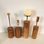 Wedding Event Party Home Decor 6-Piece Wood Color Metal Candlestick Set with