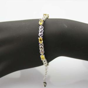Quality 925 Silver Created Yellow Cubic Zirconia Tennis Bracelet (SB1001) wholesale