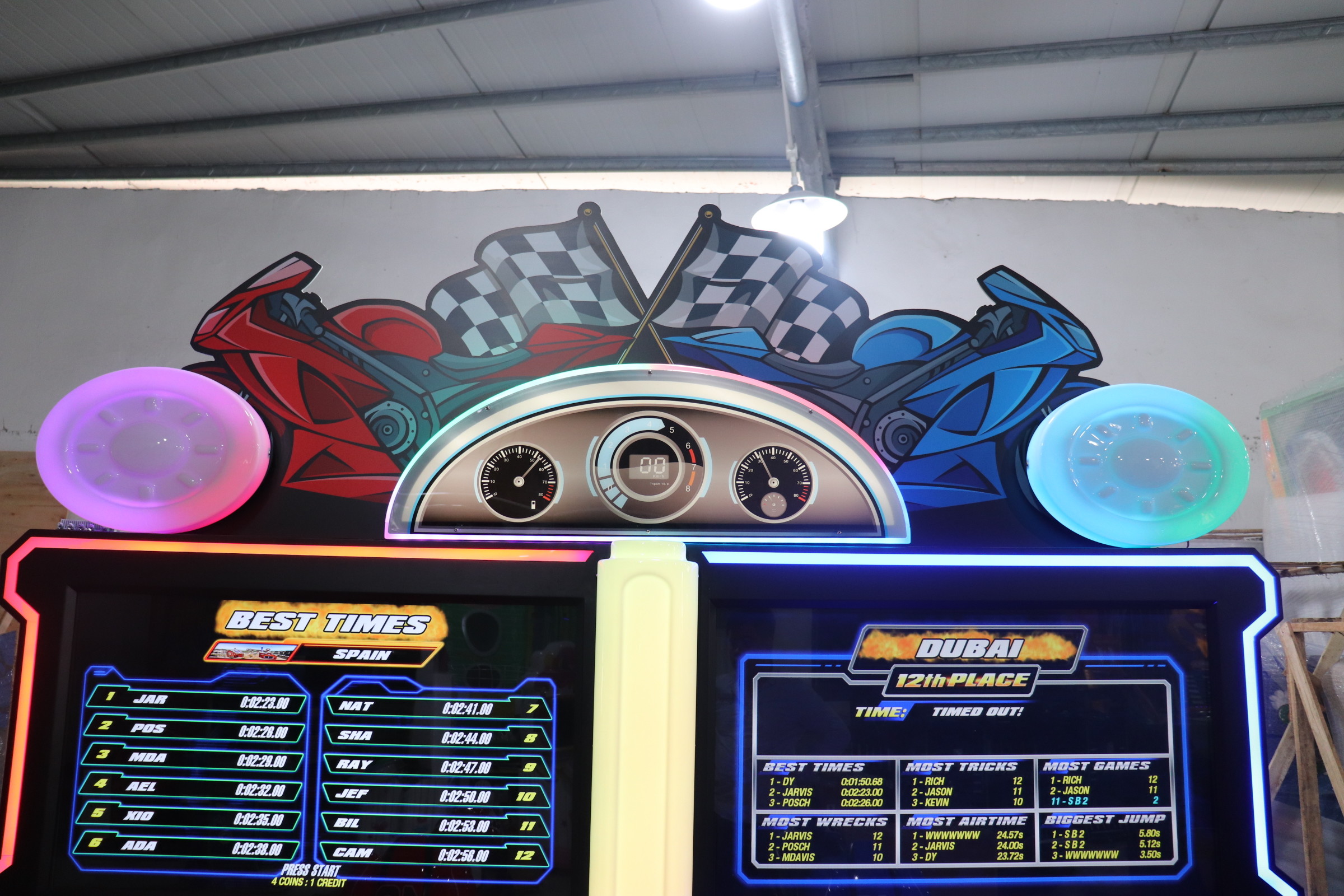 Super Motor Bike Racing Arcade Machine D2400 * W2450 * H2500mm Size 300W Power