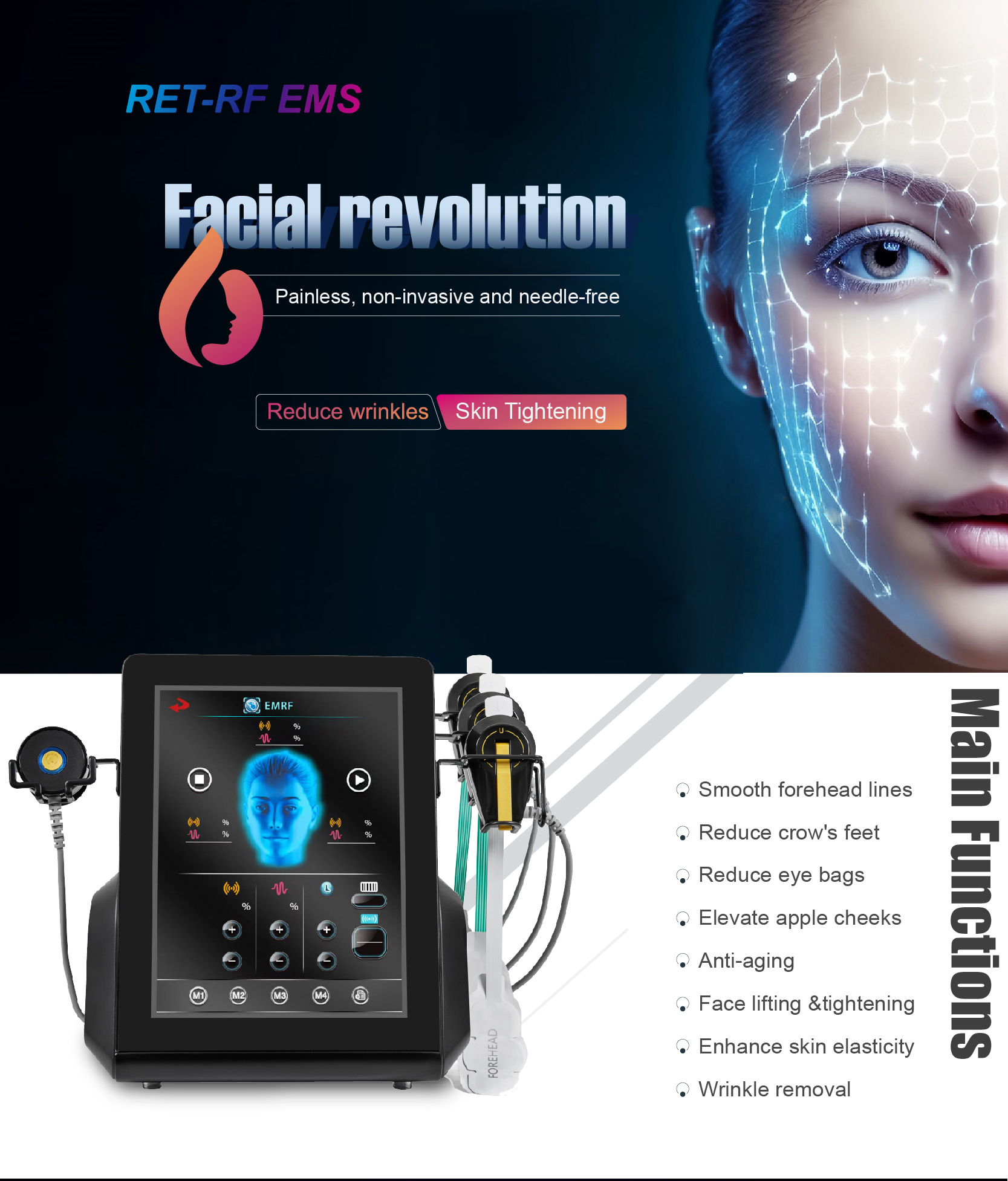 AU Plugs Type Microcurrent Facial Machine for Skin Tightening and Wrinkle Reduction