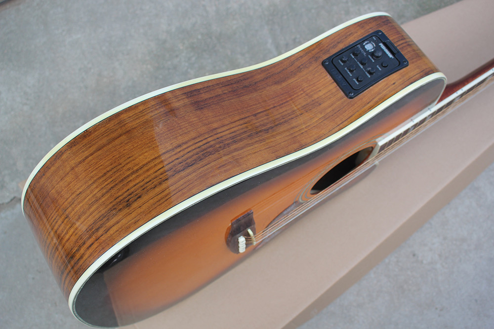 Factory custom 41" tobacco sunburst j45 acoustic guitar with Rosewood fingerboard,White binding,Can add fishman pickups