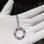 18K White Gold Love Necklace , Real Diamond Paved 18k White Gold Necklace