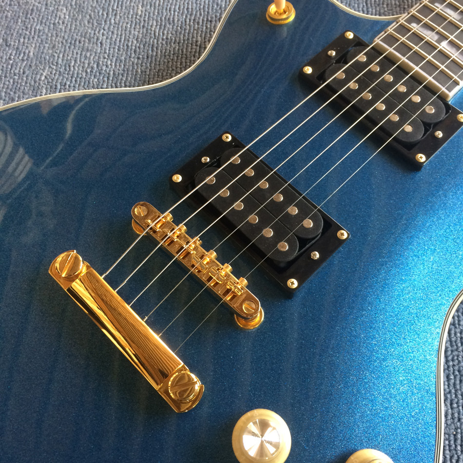 Custom Grand Electric Guitar in Metallic Blue with Gold Hardware