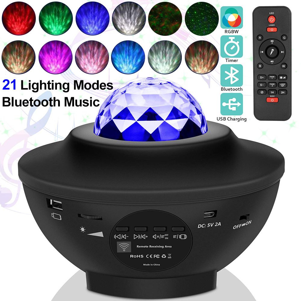LED Star Galaxy Projector Ocean Wave Night Light Room Decor Rotate Luminaria Decoration Bedroom Lamp Gifts Starry Sky Projector