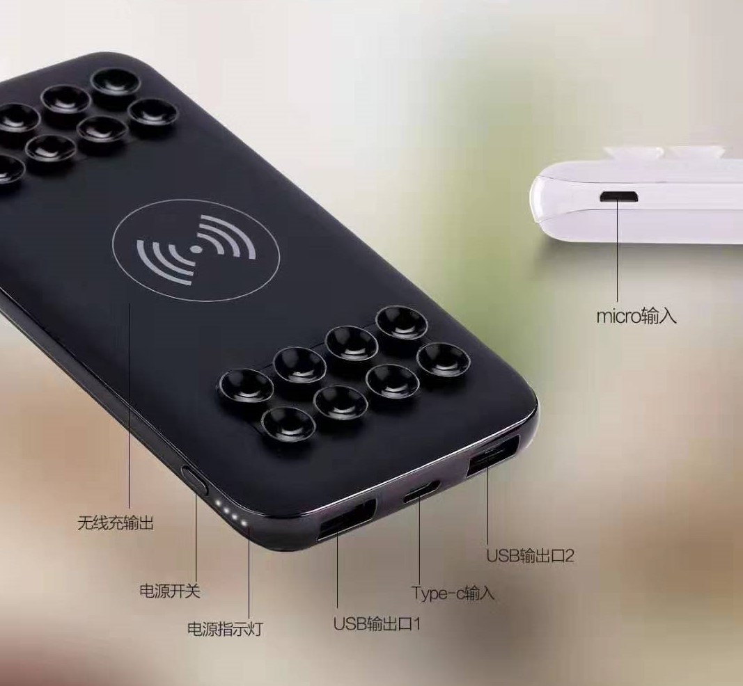 5V1.2A Wireless Suction 10000mAh Led Logo Power Bank UN38.3