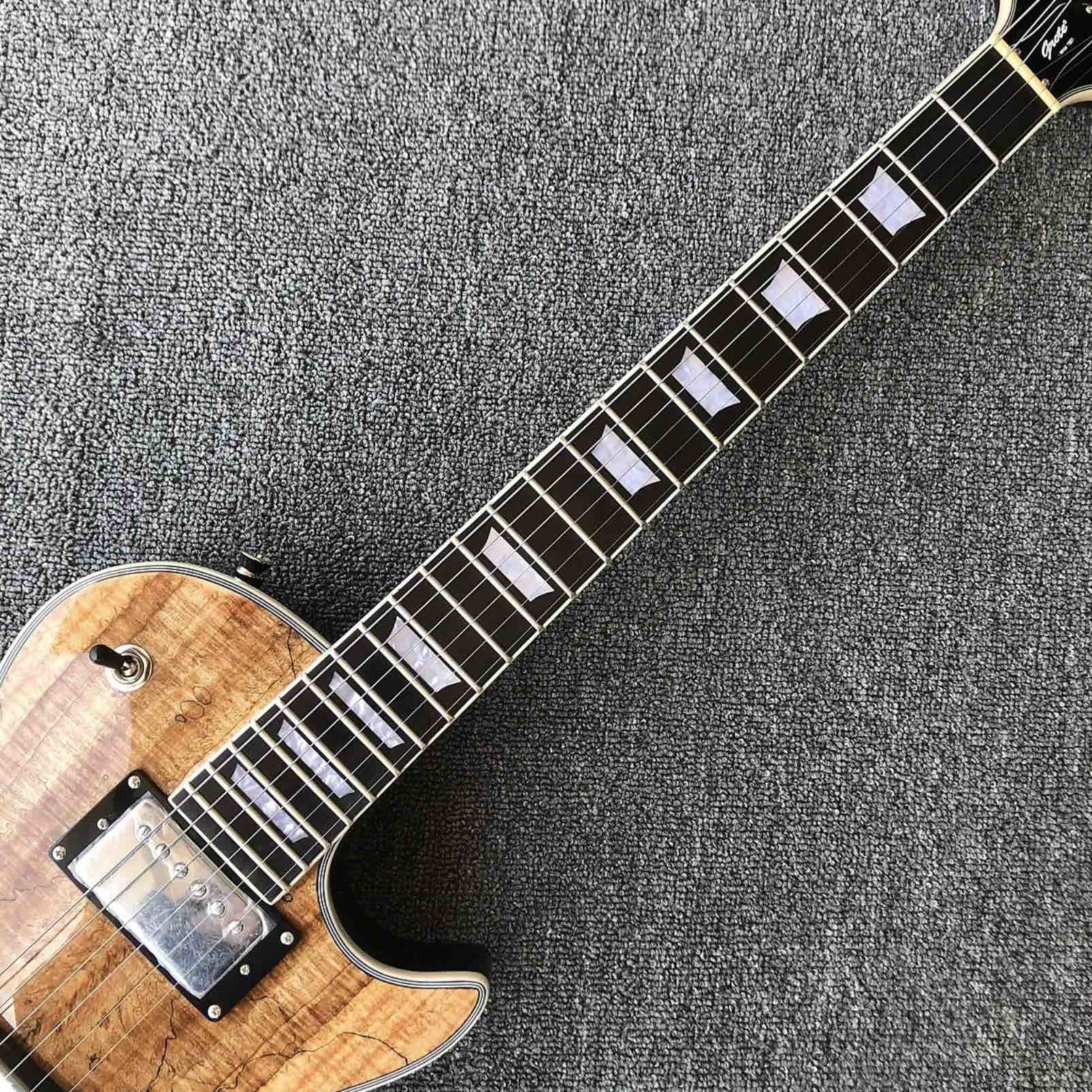 Top quality Grand Natural Maple top Electric Guitar, Solid Mahogany Body 6 strings Guitarra Gloss finish